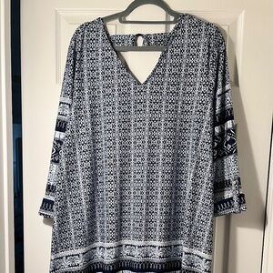 New Directions Navy and White Dress, Size XL